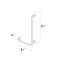 Bara fixa Cersanit, Etiuda, cu montaj pe perete, de stanga, 50x9x70 cm, inox